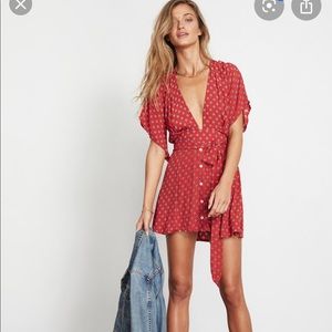 Faithfull the brand Lucy print red mini dress